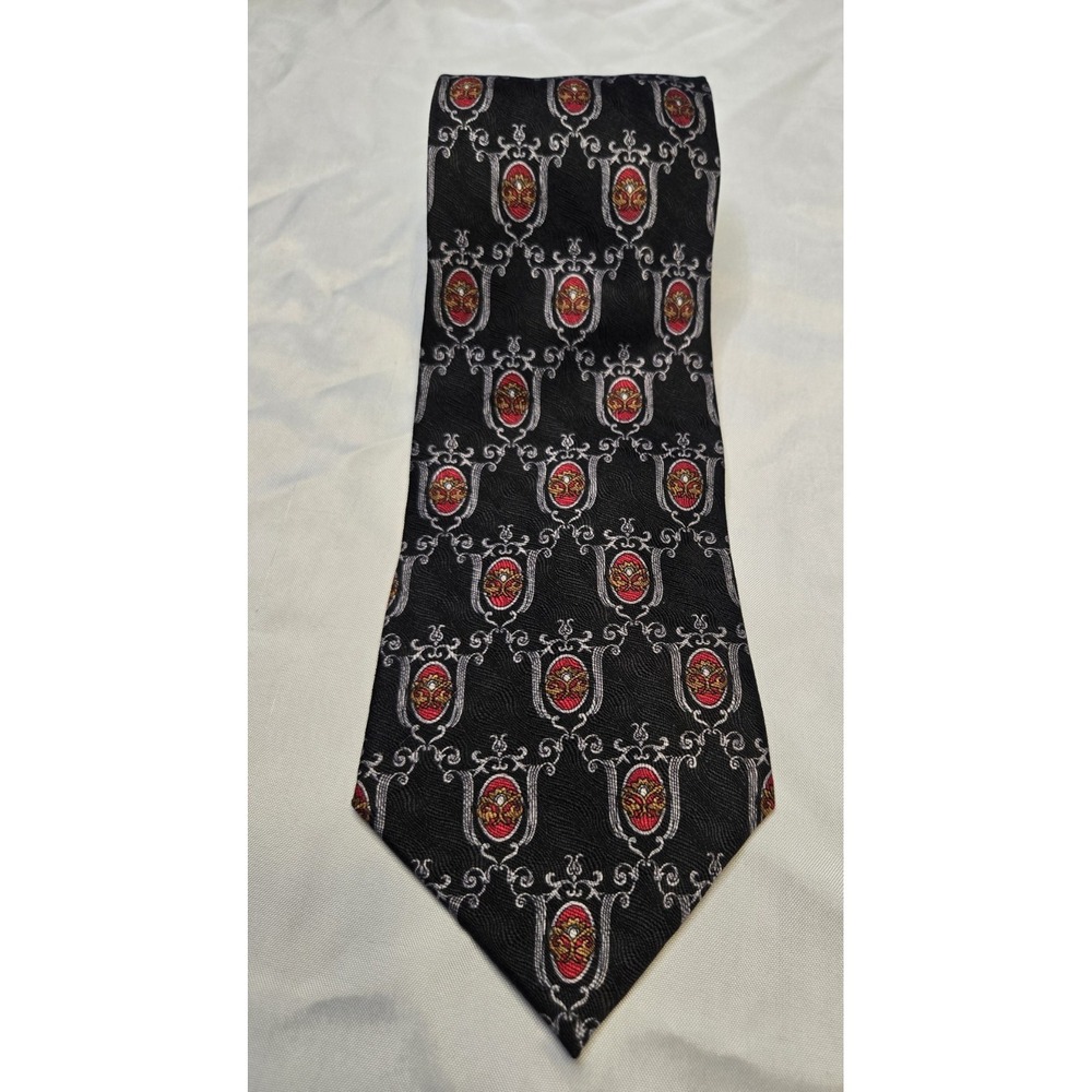 Zianetti Italian‎ Silk Neck Tie Black Crest Luxe